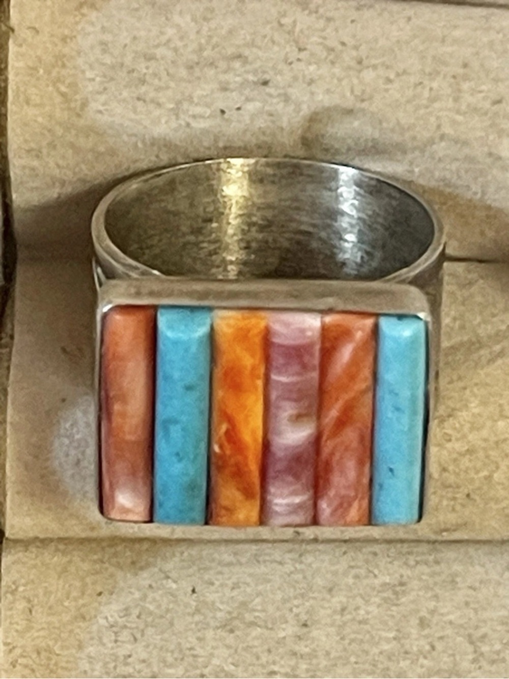 VTG Jay King Mine Finds Turquoise
Coral Spiny Oyster Sterling Mens Ring
Sz 8.25